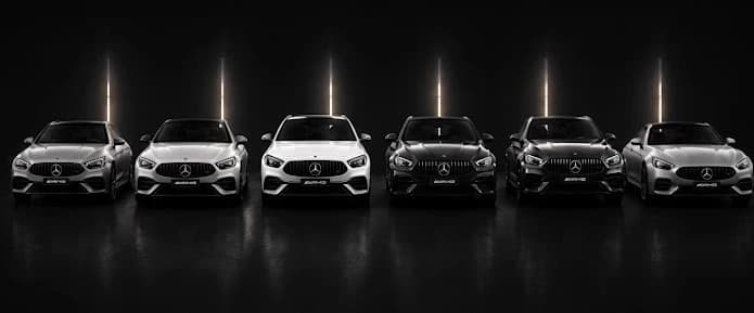 Mercedes-AMG lineup in showroom