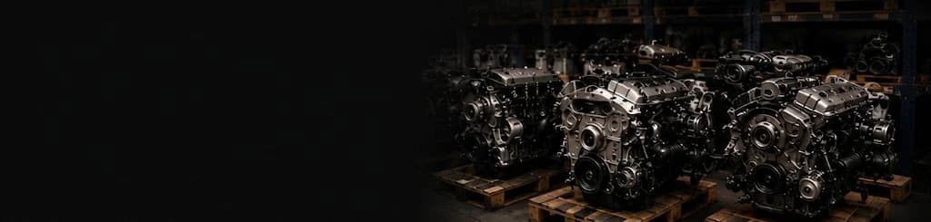 Racked Mercedes replacement engines in storage